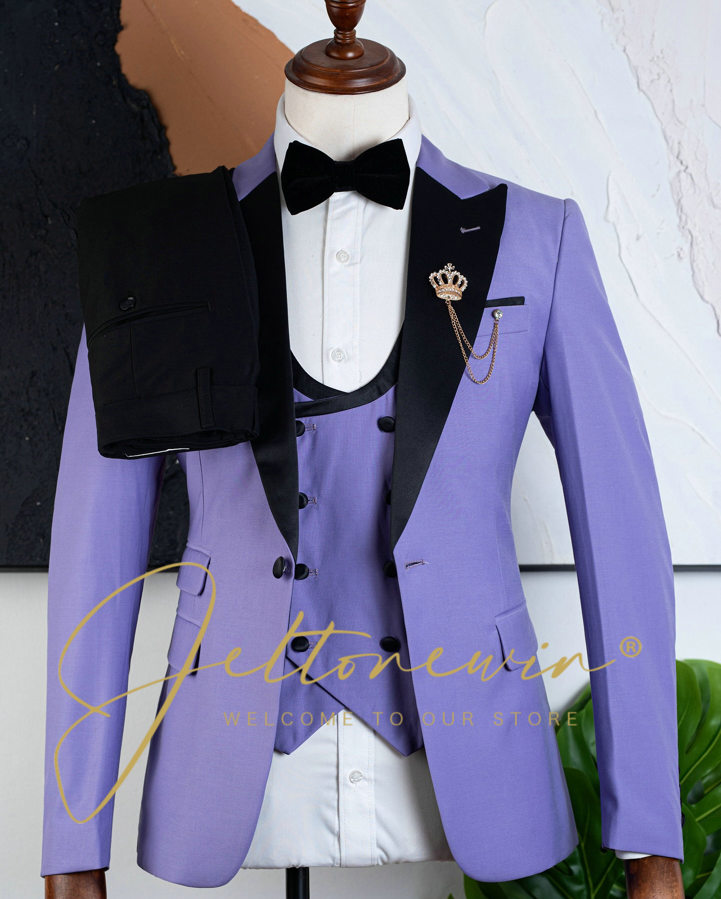 Men Formal Wear Purple - Men's Purple Three Piece Tuxedo Suit