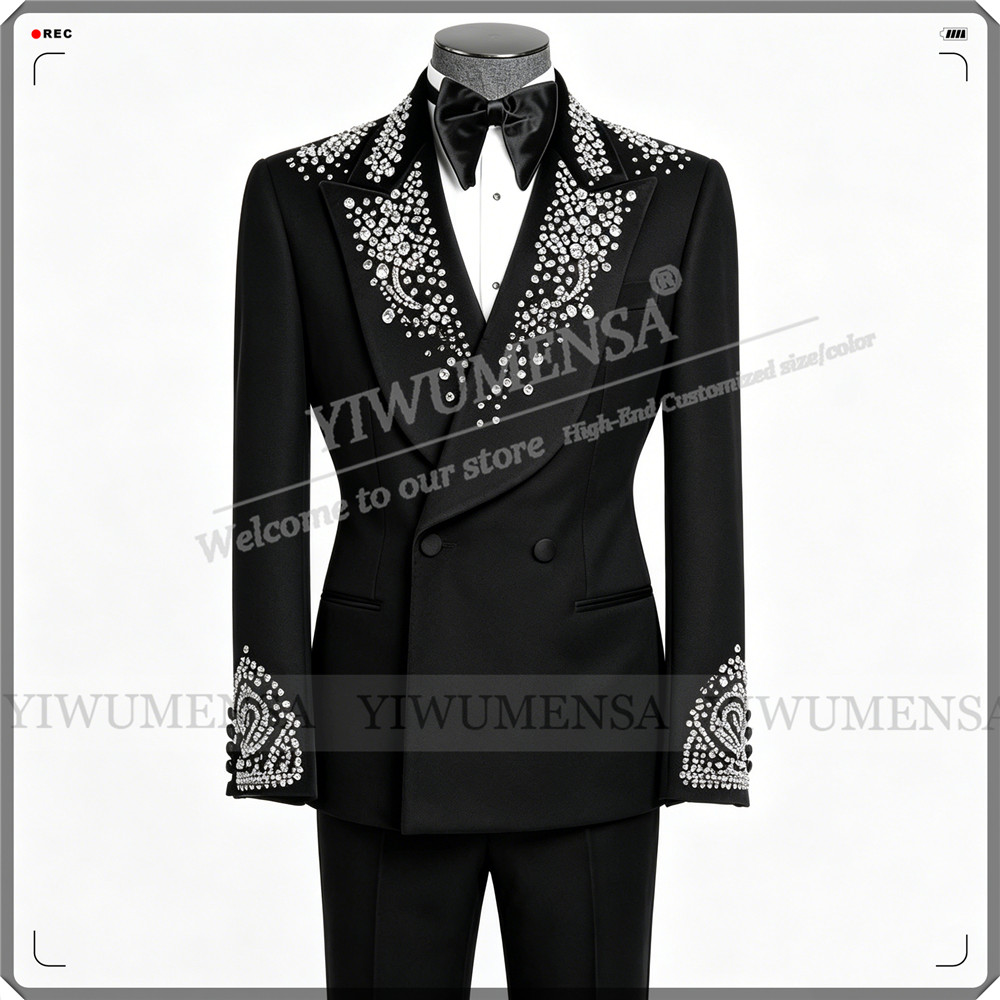Men Formal Party Wear Outfit - Luxury Wedding Suit For Man Rhinestones