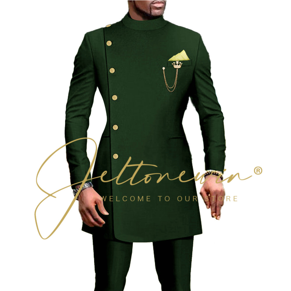 Men Formal Wear Green - Dark Green Suit For Men Double