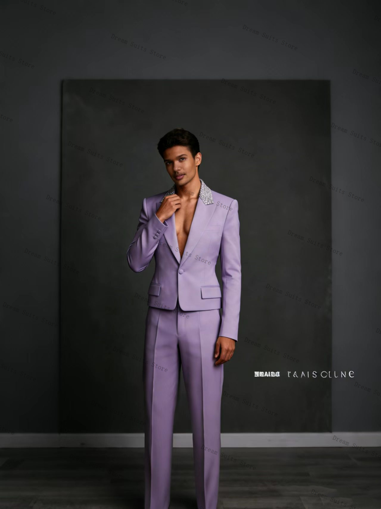 Men Formal Wear Purple - Crystals Men Suit Set 2 Pcs