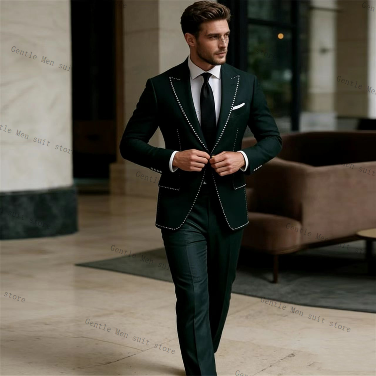 Men Formal Wear Green - Crystals Luxury Green Men Suit Set