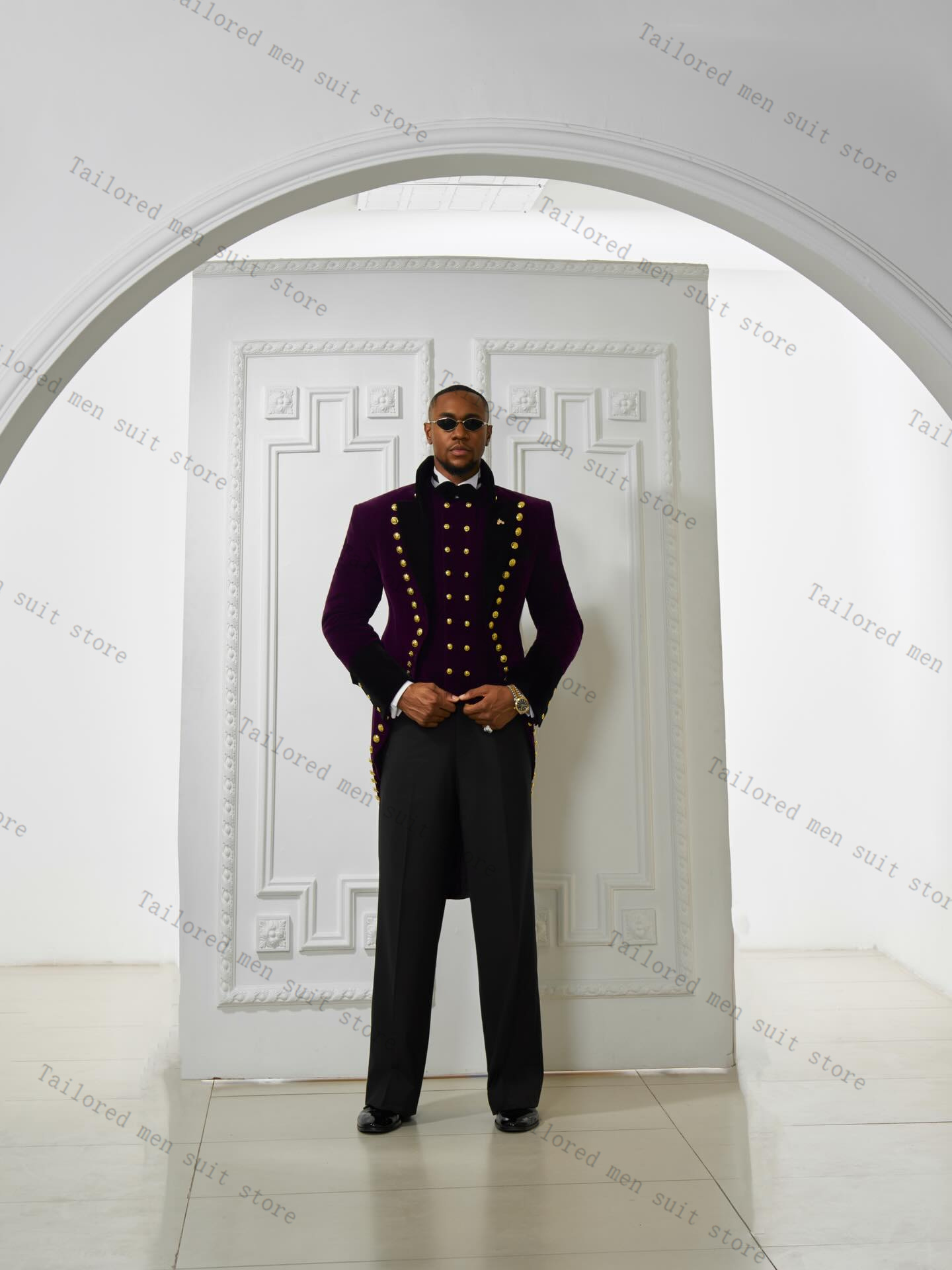 Men Formal Wear Purple - Purple Men Suits Pants Set 2
