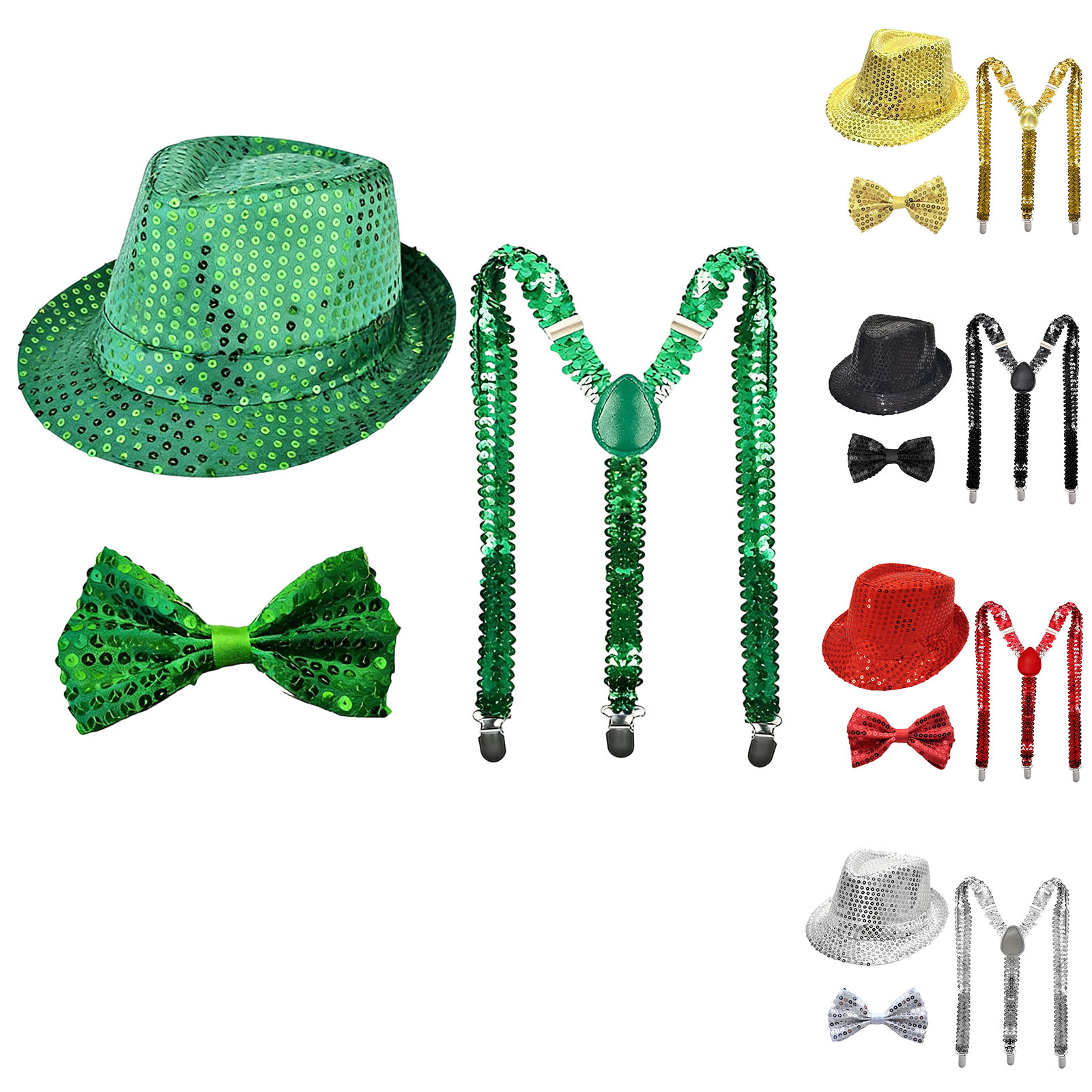 Formal Wear Gloves Men - Performance Props Set with Sequined Hat