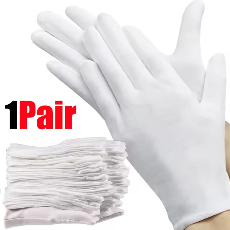1pair White Cotton Gloves Men  - Formal Wear Gloves Men review and price
