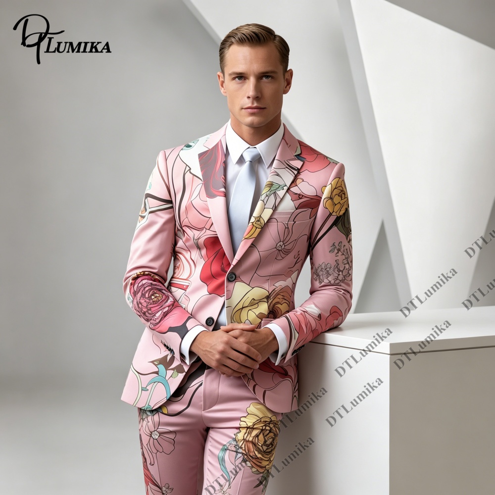 DTLumika Pink Base Floral Prin - Men Formal Wear Photoshoot review and price