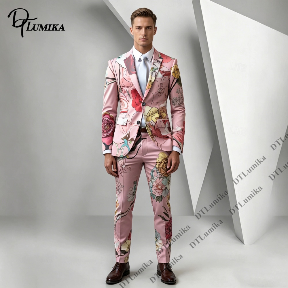 DTLumika Pink Base Floral Prin - Men Formal Wear Photoshoot review and price