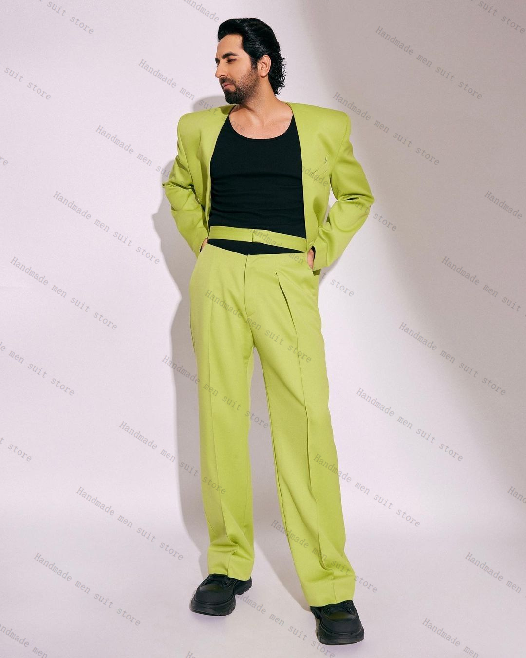Fashion Green Men Suit Set 2 P - Men Formal Wear Green review and price