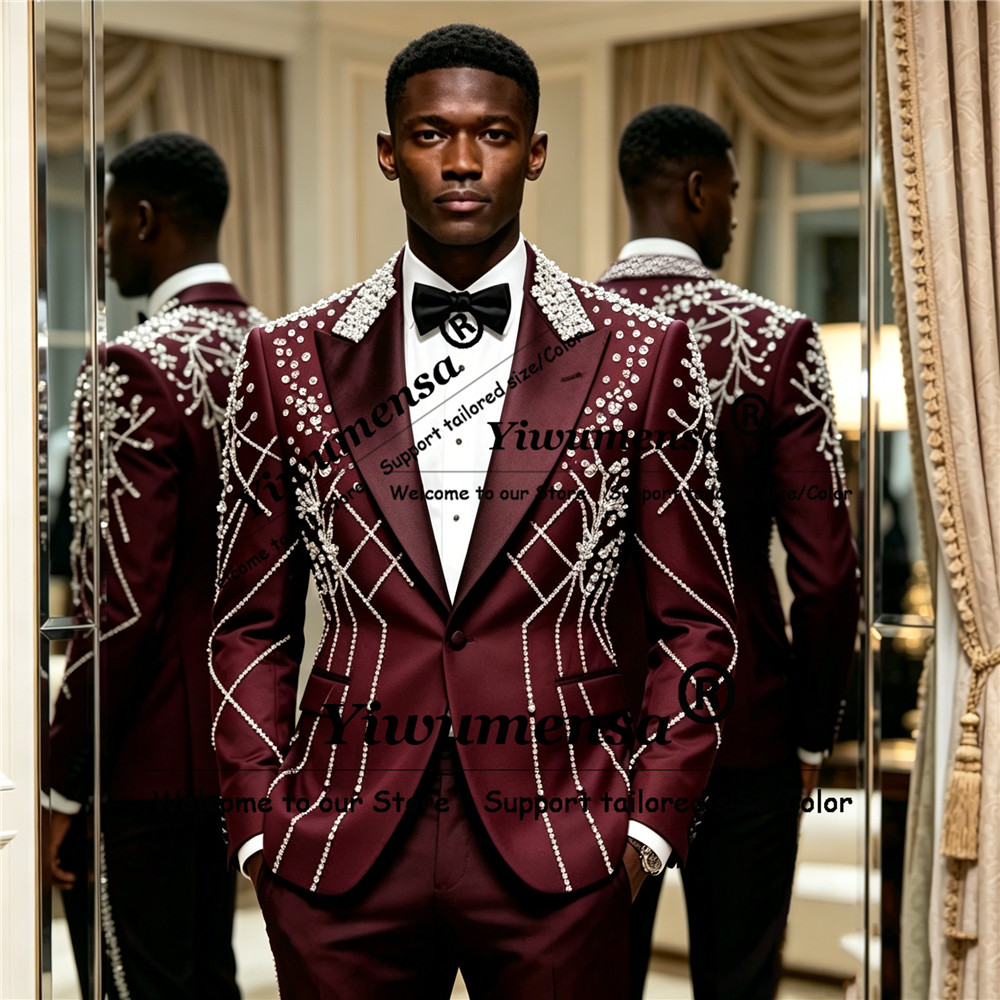 Male Fashion Diamond Beaded Su - Men'S Formal Wear Attire review and price
