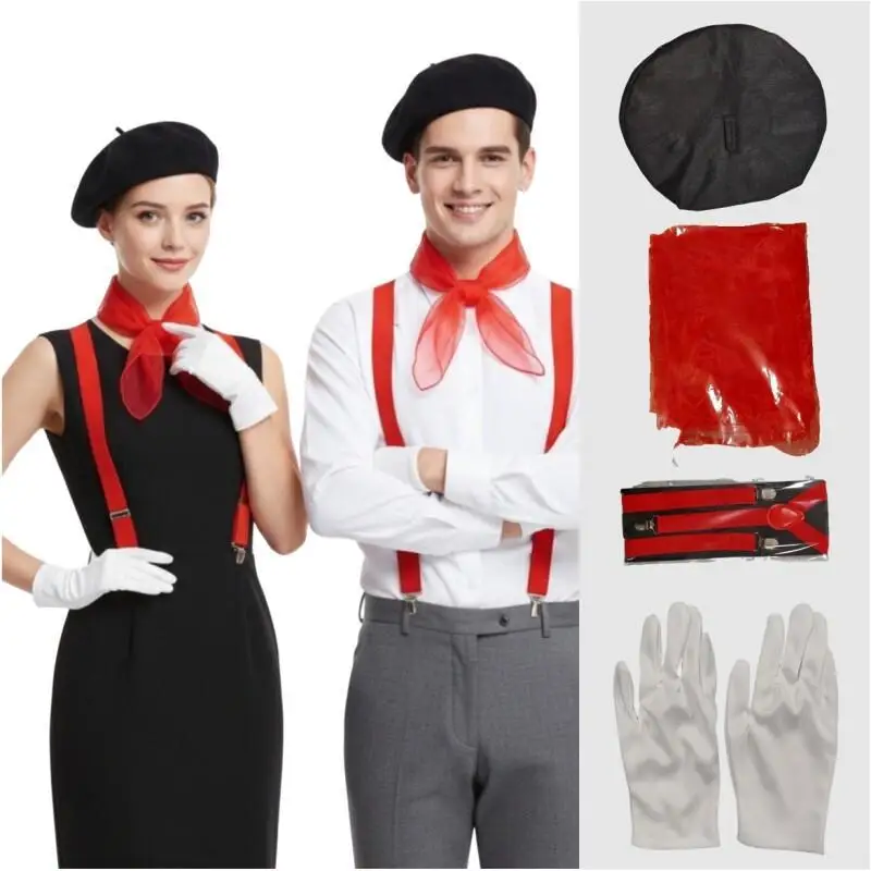 4PCS Men Women Mime Costume Ha - Formal Wear Gloves Men review and price