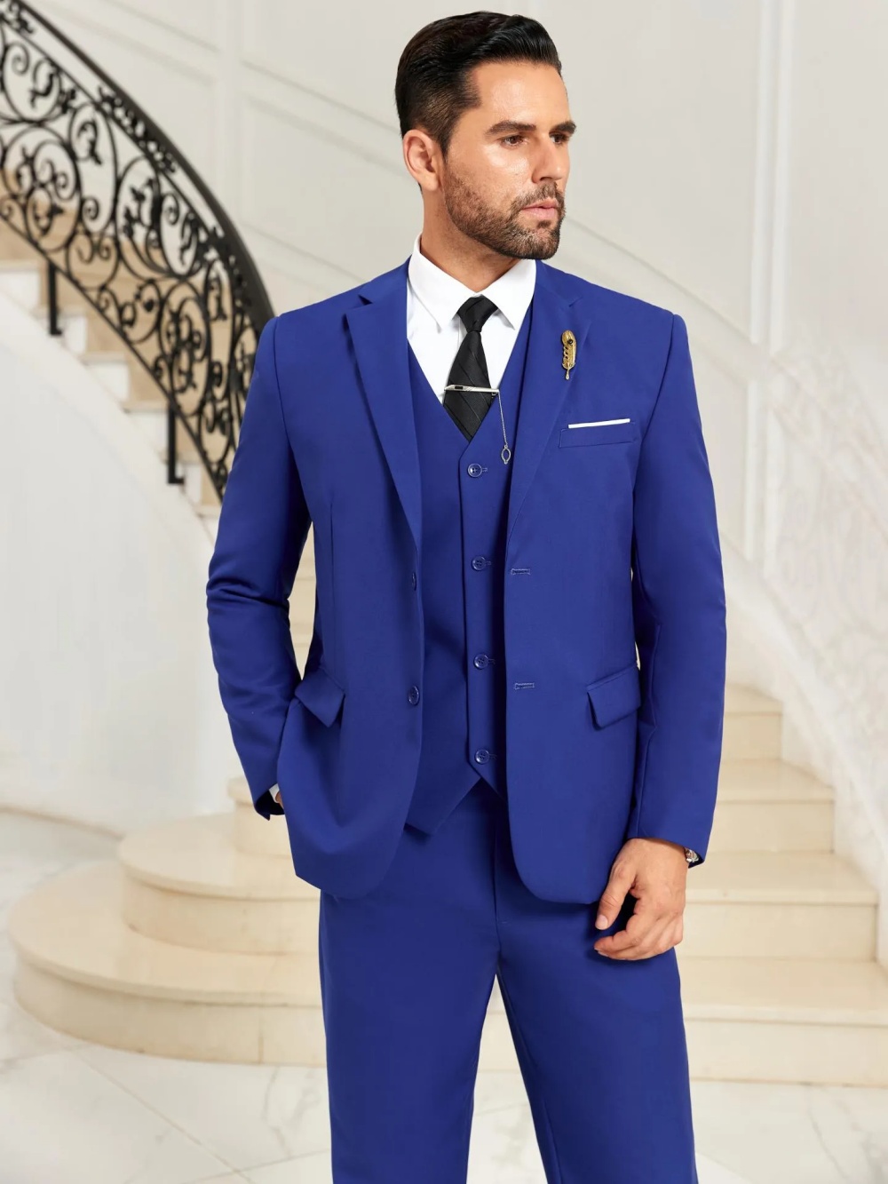 New Blue Men's Slim Fit Suits  - Men Formal Party Wear Outfit review and price