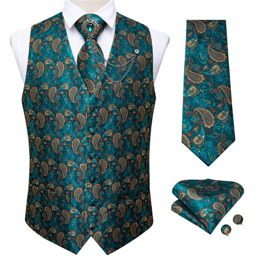 New Teal Green Paisley Formal  - Pocket Square Set review and price