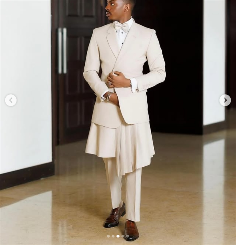 Beige Men Suit Set 2 Piece Bla - Arabic Formal Wear Men review and price