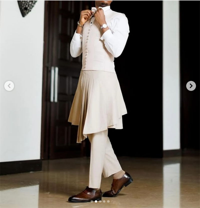 Beige Men Suit Set 2 Piece Bla - Arabic Formal Wear Men review and price