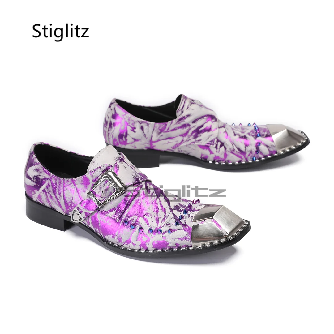 Purple Prints Genuine Leather  - Men Formal Wear Purple review and price