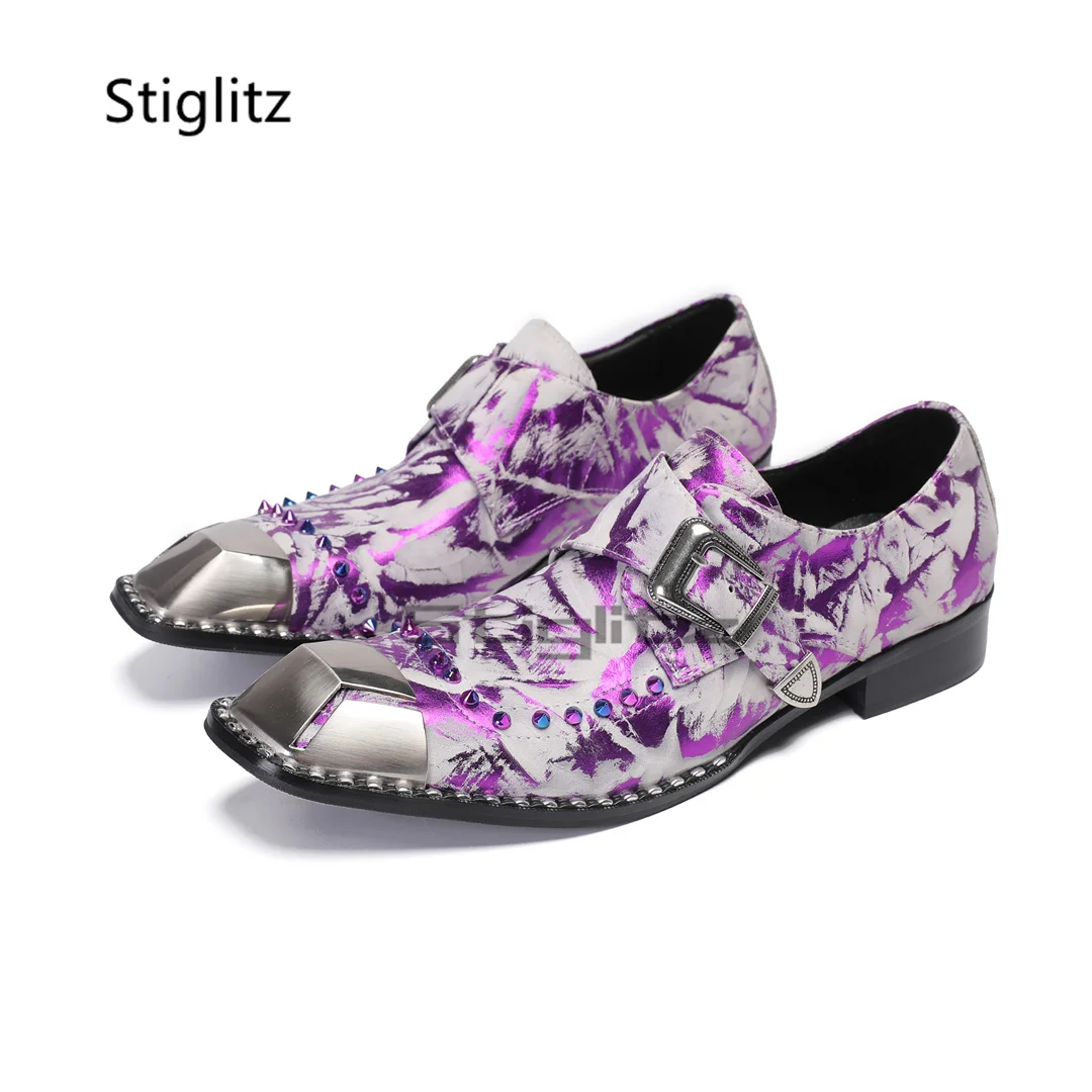 Purple Prints Genuine Leather  - Men Formal Wear Purple review and price