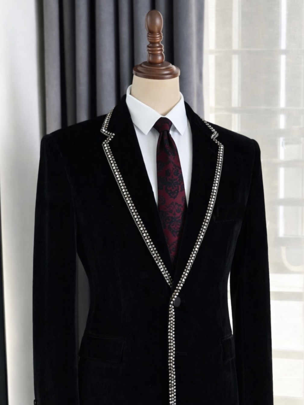 Stylish Rhinestone Lapel Men L - Men Formal Party Wear Outfit review and price
