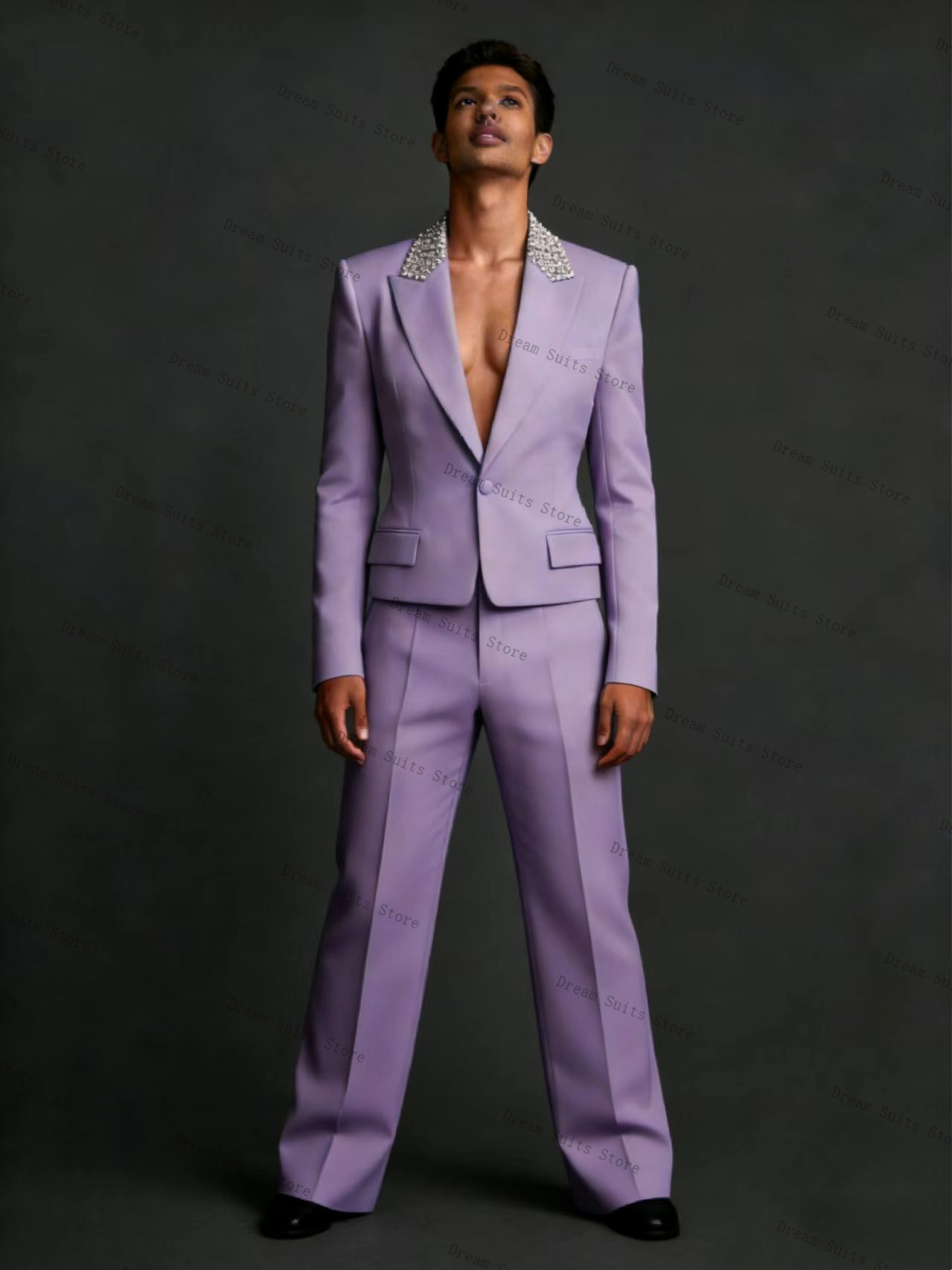 Crystals Men Suit Set 2 Pcs Bl - Men Formal Wear Purple review and price