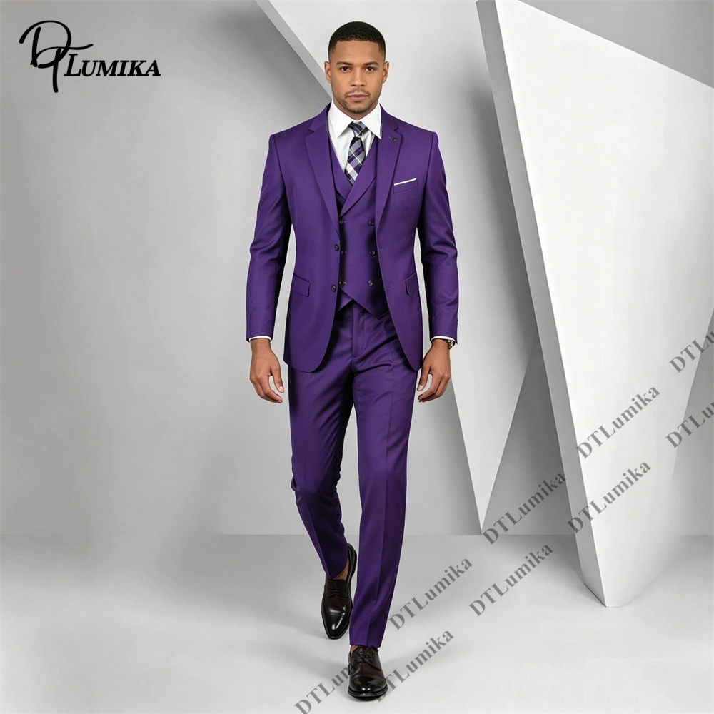 Men's 3 Piece Purple Suit Slim - Men Formal Wear Purple review and price
