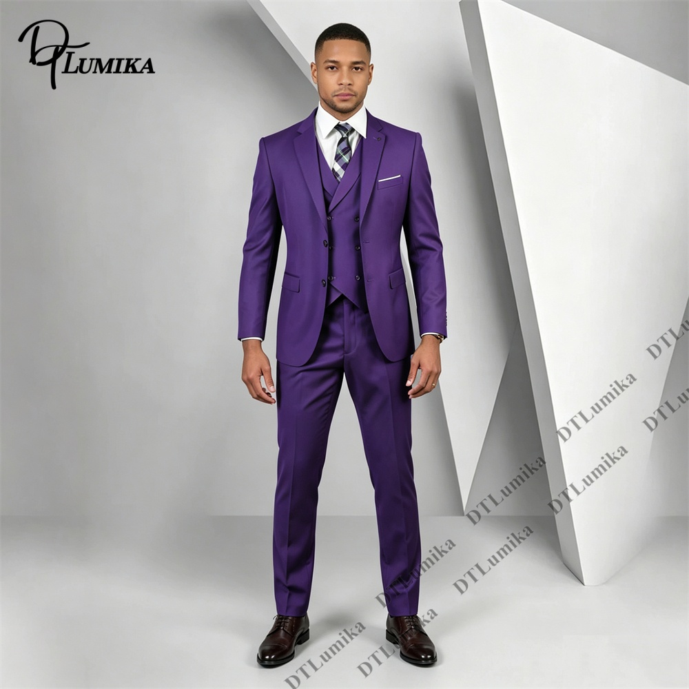 Men's 3 Piece Purple Suit Slim - Men Formal Wear Purple review and price