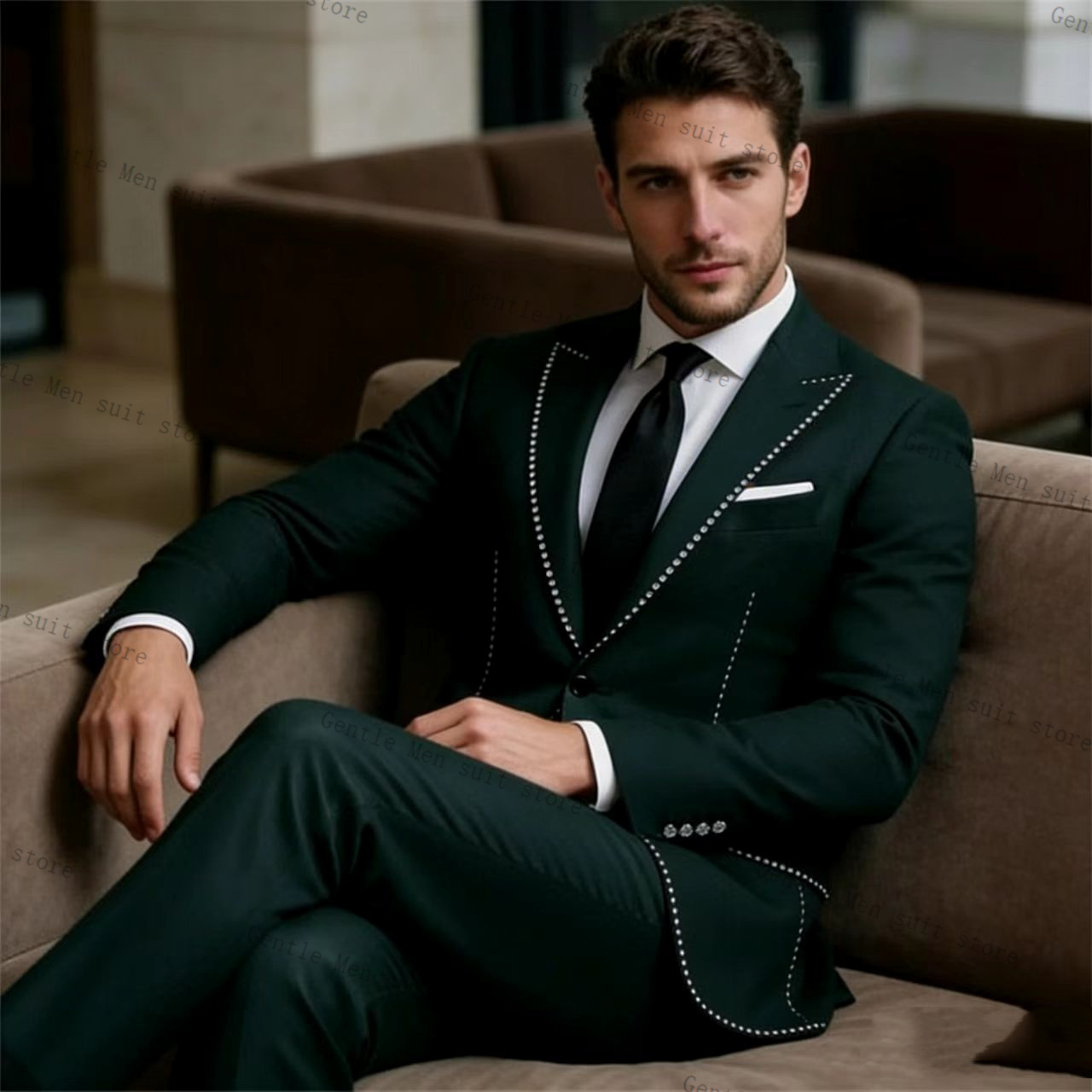 Crystals Luxury Green Men Suit - Men Formal Wear Green review and price