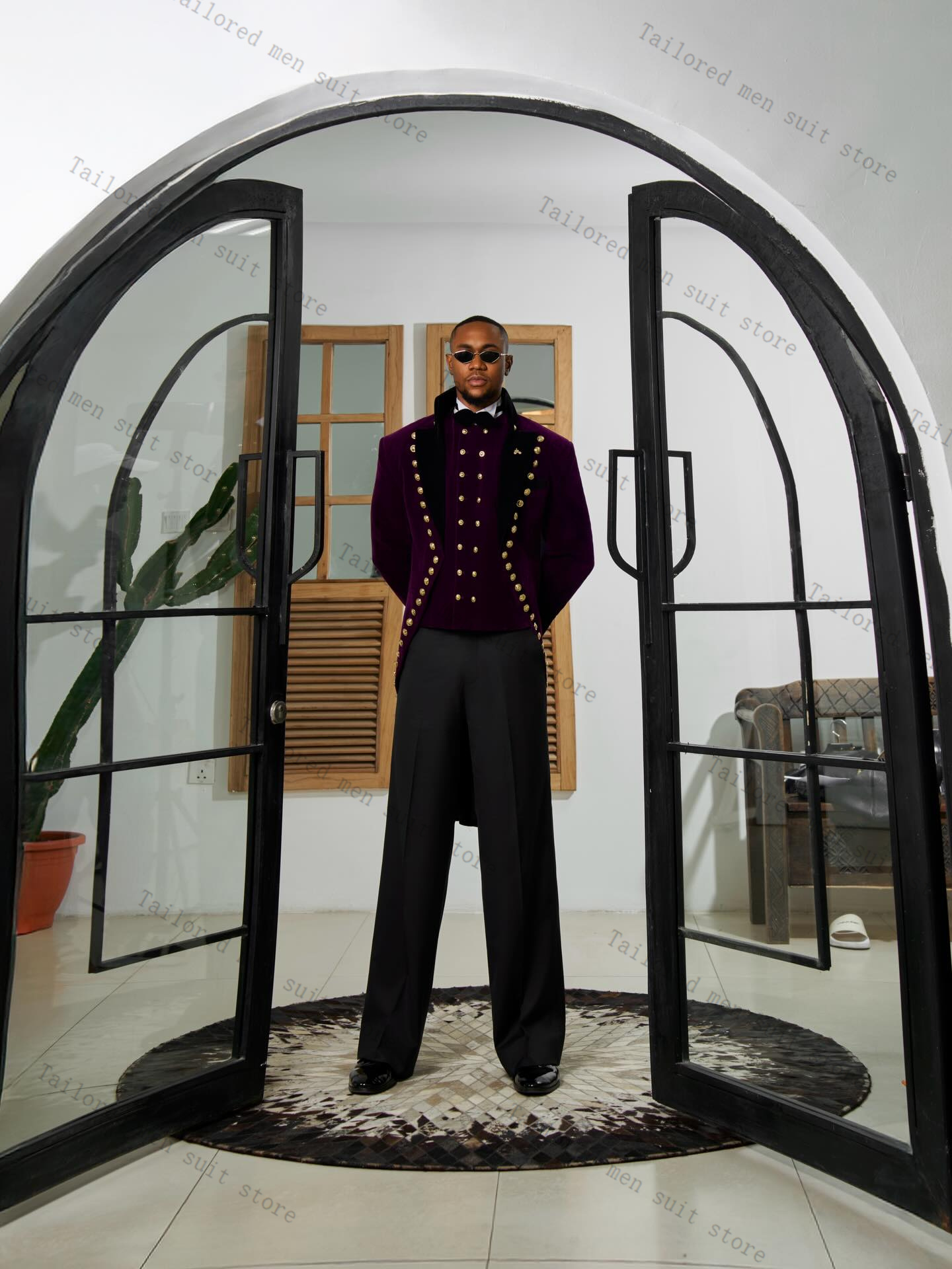 Purple Men Suits Pants Set 2 P - Men Formal Wear Purple review and price