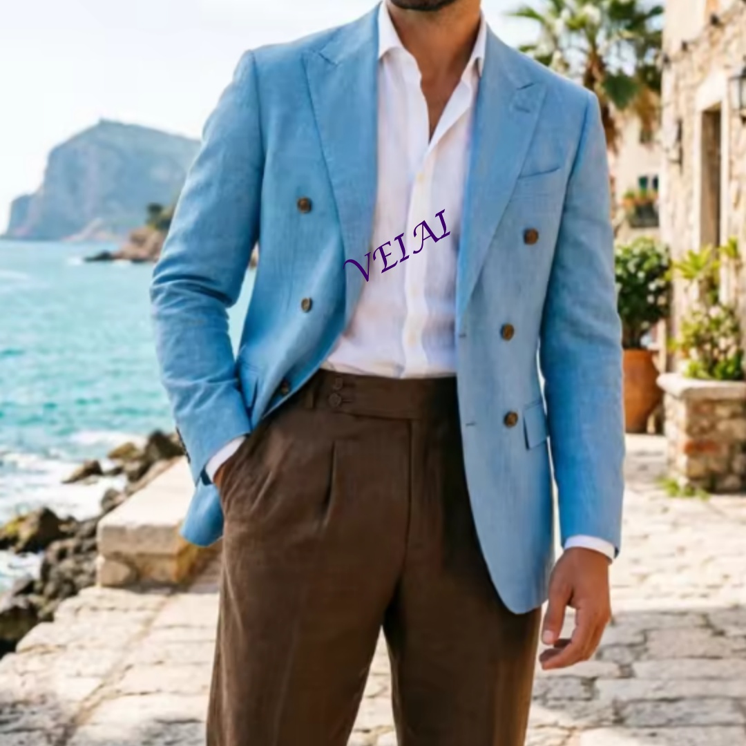 Customized 2 Piece Beige Linen - Men'S Formal Wear Attire review and price